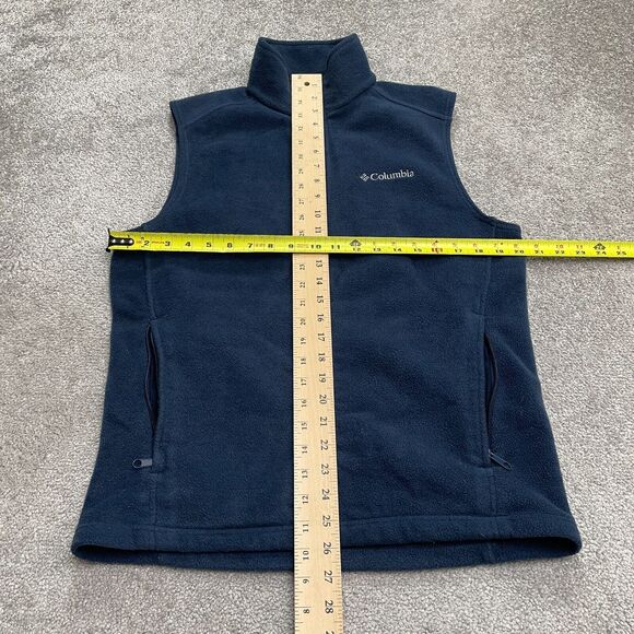 Columbia Steens Mountain Fleece Vest Mens Small Blue Black Full Zip Outdoor Hike - Picture 8 of 11